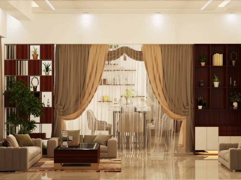 Living room interior design in a Dhaka apartment by Charuta Plus